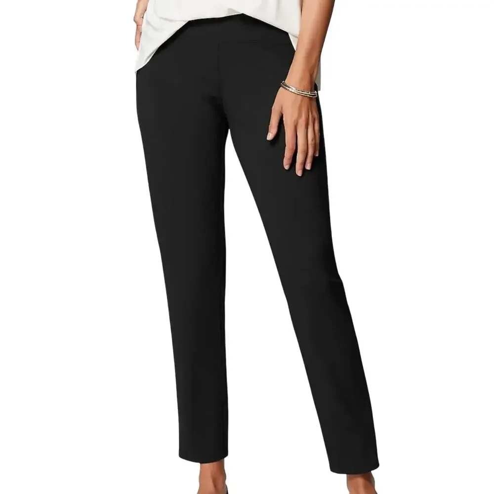 J. Jill Black Ponte Slim Leg Pull On Pants Womens Size M RN 97641